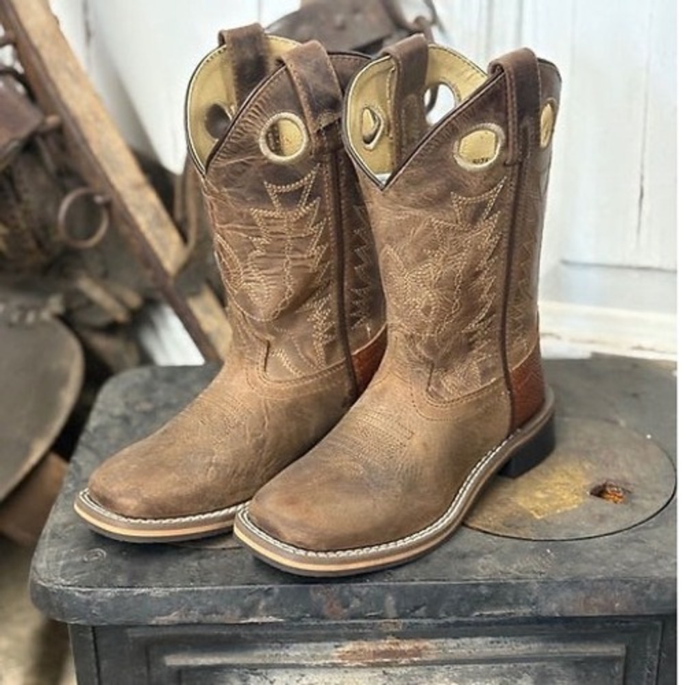 Smoky Mountain Boots Kids 3R Distressed Brown Leather Western Cowboy Gorpcore